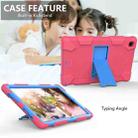 For Samsung Galaxy Tab A7 (2020) T500/T505 Shockproof Two-Color Silicone Protective Case with Holder(Rose Red + Blue) - 4