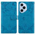 For Honor 400 Pro Global 160.8mm Embossed Floral Pattern Leather Phone Case(Blue) - 1