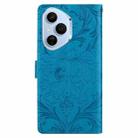 For Honor 400 Pro Global 160.8mm Embossed Floral Pattern Leather Phone Case(Blue) - 3