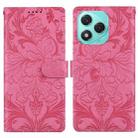 For Honor 400 Lite Global Embossed Floral Pattern Leather Phone Case(Rose Red) - 1