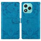 For Honor 400 Lite Global Embossed Floral Pattern Leather Phone Case(Blue) - 1