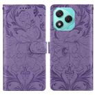 For Honor 400 Lite Global Embossed Floral Pattern Leather Phone Case(Purple) - 1