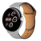 For Google Pixel Watch 3 45mm Reverse Buckle Genuine Leather Watch Band(Light Grey) - 1