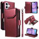 For iPhone 17 Multi Card Wallet Leather Phone Case with Strap(Red) - 1