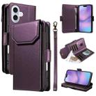 For iPhone 17 Multi Card Wallet Leather Phone Case with Strap(Purple) - 1