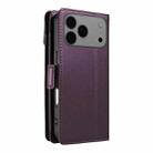 For iPhone 17 Pro Max Multi Card Wallet Leather Phone Case with Strap(Purple) - 3
