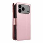 For iPhone 17 Pro Max Multi Card Wallet Leather Phone Case with Strap(Rose Gold) - 3