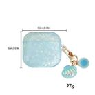 For AirPods 4 Shell Texture Pearl Hanging Buckle Earphone Case(Light Blue) - 3