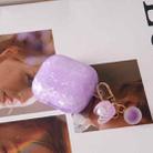 For AirPods 4 Shell Texture Pearl Hanging Buckle Earphone Case(Light Purple) - 2