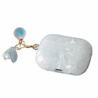 For AirPods Pro 2  Shell Texture Pearl Hanging Buckle Earphone Case(Light Blue) - 1