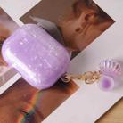 For AirPods Pro Shell Texture Pearl Hanging Buckle Earphone Case(Light Purple) - 2