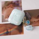 For AirPods 1 / 2 Shell Texture Pearl Hanging Buckle Earphone Case(Light Blue) - 2