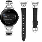 For Google Pixel Watch 3 45mm D-shaped Metal Small Waist Leather Watch Band(Black) - 2