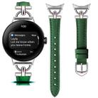 For Google Pixel Watch 3 45mm D-shaped Metal Small Waist Leather Watch Band(Green) - 2