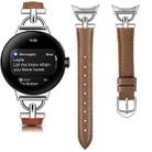 For Google Pixel Watch 3 45mm D-shaped Metal Small Waist Leather Watch Band(Brown) - 2