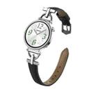 20mm Flat-Head D-shaped Metal Genuine Leather Watch Band(Black) - 1