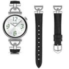 20mm Flat-Head D-shaped Metal Genuine Leather Watch Band(Black) - 2