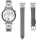 20mm Flat-Head D-shaped Metal Genuine Leather Watch Band(Grey) - 2