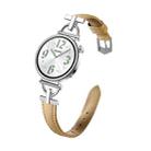20mm Flat-Head D-shaped Metal Genuine Leather Watch Band(Khaki) - 1