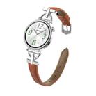 22mm Flat-Head D-shaped Metal Genuine Leather Watch Band(Brown) - 1