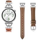 22mm Flat-Head D-shaped Metal Genuine Leather Watch Band(Brown) - 2