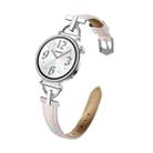 22mm Flat-Head D-shaped Metal Genuine Leather Watch Band(Light Pink) - 1