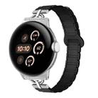 22mm D-shaped Tri-beads Magnetic Silicone Watch Band(Black) - 1
