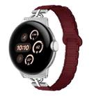22mm D-shaped Tri-beads Magnetic Silicone Watch Band(Wine Red) - 1
