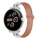 22mm D-shaped Tri-beads Magnetic Silicone Watch Band(Pink Rose Gray) - 1
