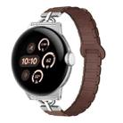 22mm D-shaped Tri-beads Magnetic Silicone Watch Band(Chocolate Color) - 1