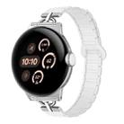 22mm D-shaped Tri-beads Magnetic Silicone Watch Band(Ceramic White) - 1