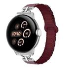 22mm D-shaped Tri-beads Magnetic Silicone Watch Band(Smoky Purple Wine Red) - 1