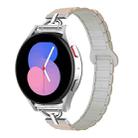20mm D-shaped Tri-beads Magnetic Silicone Watch Band(Milk Tea Rock White) - 1
