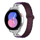 20mm D-shaped Tri-beads Magnetic Silicone Watch Band(Plum Berry Purple) - 1
