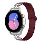 20mm D-shaped Tri-beads Magnetic Silicone Watch Band(Smoky Purple Wine Red) - 1