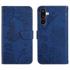 For Samsung Galaxy M36 5G Skin Feel Butterfly Embossed Flip Leather Phone Case(Blue) - 1