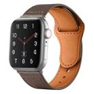 For Apple Watch 42mm / 41mm / 40mm / 38mm Reverse Buckle Genuine Leather Watch Band(Coffee) - 1