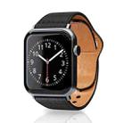 For Apple Watch 46mm / 49mm / 45mm / 44mm Reverse Buckle Litchi Genuine Leather Watch Band(Black) - 1