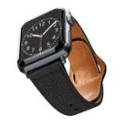 For Apple Watch 46mm / 49mm / 45mm / 44mm Reverse Buckle Litchi Genuine Leather Watch Band(Black) - 3