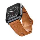 For Apple Watch 46mm / 49mm / 45mm / 44mm Reverse Buckle Litchi Genuine Leather Watch Band(Brown) - 3