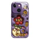 For iPhone 14 Liquid Glass TPU Soft Edge Shockproof Phone Case(Money Bag Flower) - 1