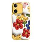 For iPhone X / XS Liquid Glass TPU Soft Edge Shockproof Phone Case(Tricolor Flower) - 1