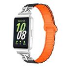 For Samsung Galaxy Fit3 D-shaped Tri-beads Magnetic Silicone Watch Band(Black Orange) - 1