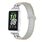 For Samsung Galaxy Fit3 D-shaped Tri-beads Magnetic Silicone Watch Band(Milk Tea Rock White) - 1