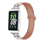 For Samsung Galaxy Fit3 D-shaped Tri-beads Magnetic Silicone Watch Band(Pink Rose Gray) - 1