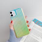 For iPhone 11 Electroplating Gradient Suitcase Stripe TPU Protective Case(Green) - 1