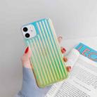 For iPhone 12 / 12 Pro Electroplating Gradient Suitcase Stripe TPU Protective Case(Green) - 1