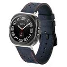 For Samsung Galaxy Watch Ultra 47mm Hole Retro Leather Watch Band(Blue) - 1