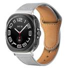For Samsung Galaxy Watch Ultra 47mm Rivet Reverse Buckle Leather Watch Band(Light Grey) - 1