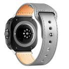 For Samsung Galaxy Watch Ultra 47mm Rivet Reverse Buckle Leather Watch Band(Light Grey) - 2